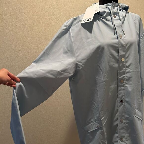 NWT Large Rains Unisex Waterproof Long Jacket Sky - Picture 8 of 10